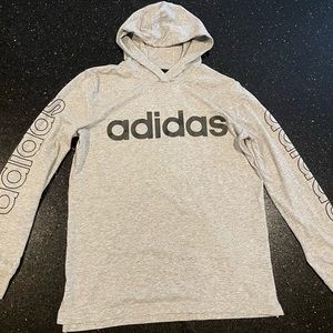 Adidas hoodie lightweight pullover gray boys 14/16